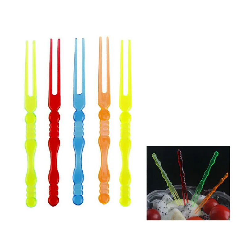 80Pcs Multicolor Disposable Cake Fruit Fork Plastic Fruit Cake Dessert