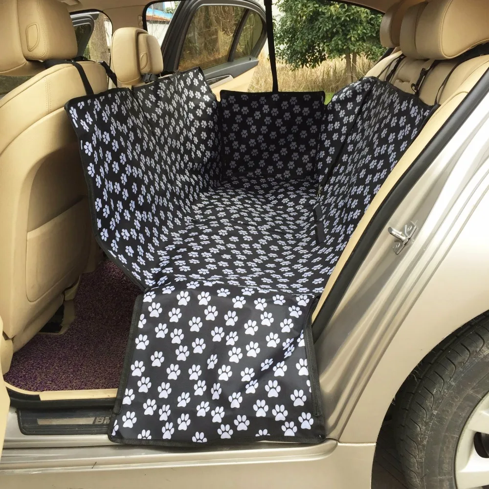 Big Pet Carriers Oxford Fabric Paw Pattern Car Pet Seat Covers