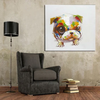 

Handpainted Dog Oil painting On Canvas Wall Pictures canvas Paintings For Living Room Wall Art Dog Pet Modern Abstract Picture