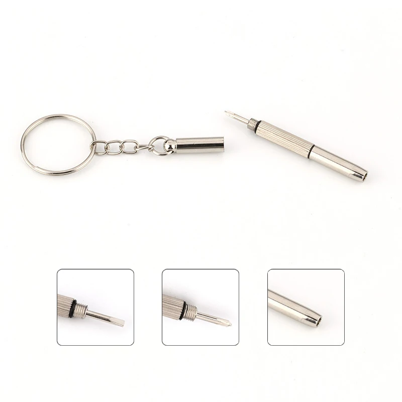 

High Quality Hot Portable Multifunction Screwdriver Keychain Silver Mini Home Practical Screwdriver Combination Tool Keychains