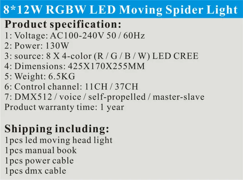 6 шт./лот 8*10 Вт RGBW Spide шулер движущиеся огни с ценой для этап светодиодное двухрядные перемещение головы луч Паук свет