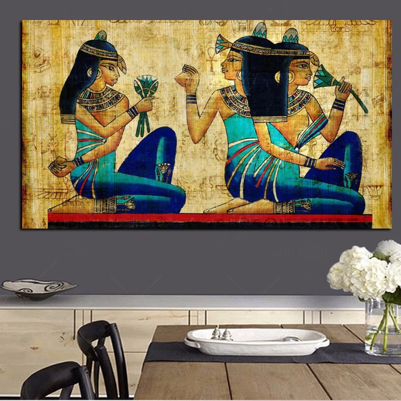 Classical Papyrus Art Wallpaper African Woman Oil Painting Print on Canvas Pop Art Wall Picture for Living Room Sofa Cuadros (2)