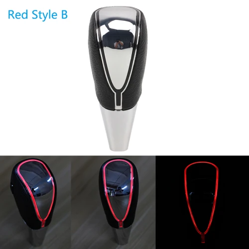 Red Style B POSSBAY светодиодный рычаг переключения передач для Пежо Форд Опель ручка переключения рулевого механизма автомобиля 5/6 скорость красочные изменения рычаг переключения передач универсальные внутренние части - Название цвета: Red Style B