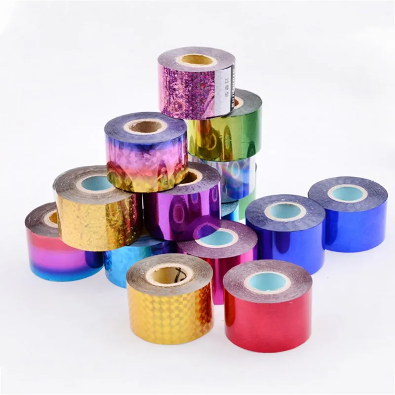 

27 Designs 4cm*120M Holographic Nail Art Transfer Foil Stickers Starry AB Color UV Gel Wraps Laser Gold Silver Nail Foils 1 Roll