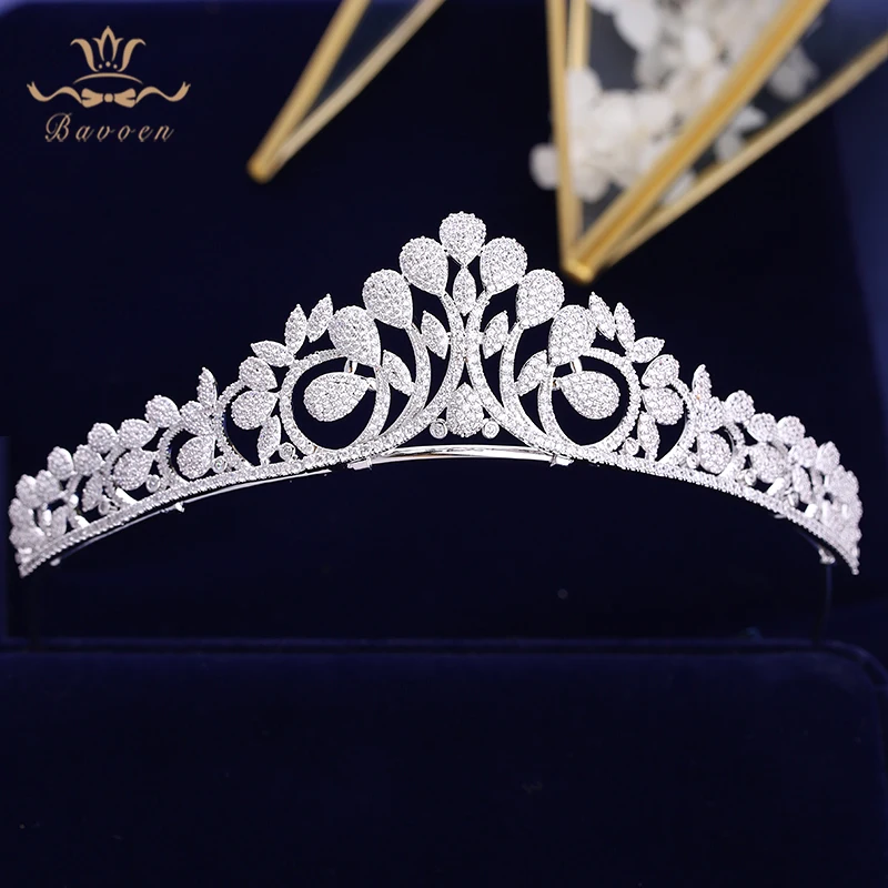 Full Cubic Zircon Hair Crown Zircon Brides Crowns Tiaras Hair