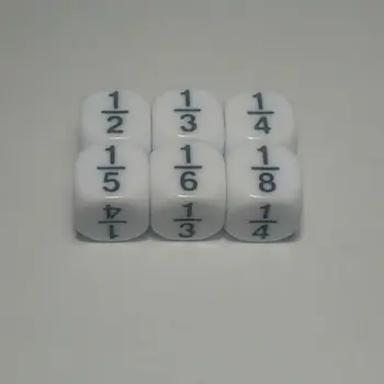 

Free shipping Exclusive NEW 10PCS 6-sided16mm D6 Special dice 1/2 1/3 1/4 1/5 1/6 1/8 dice for board game accessories