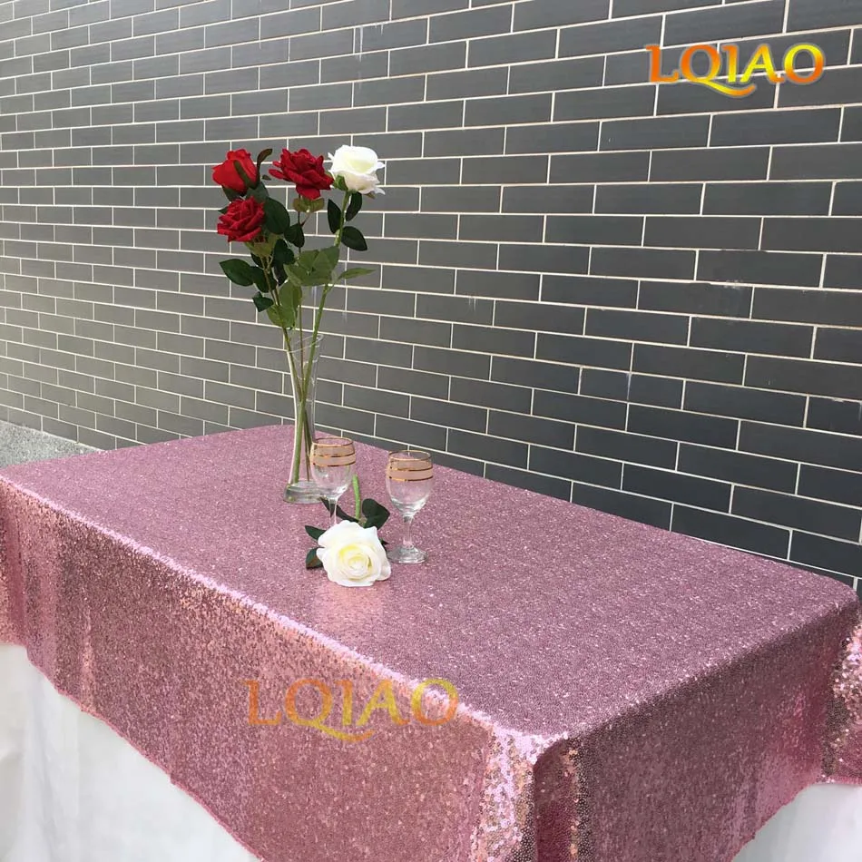 Pink Gold Прямоугольная скатерть с блестками 120x200 см/120x400 см-скатерть из розового золота с блестками для свадебной вечеринки, Рождественское украшение - Цвет: Pink Gold