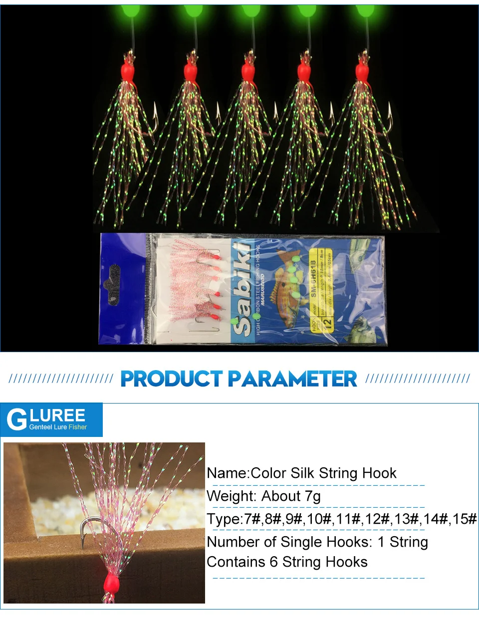 GLUREE-5PcsLot-Fishhooks-Color-Silk-String-Hook-Luminous-Fishing-Hook-Long-Wire-Bait-Line-Sea-Fishing-Tackle-Accessories_03