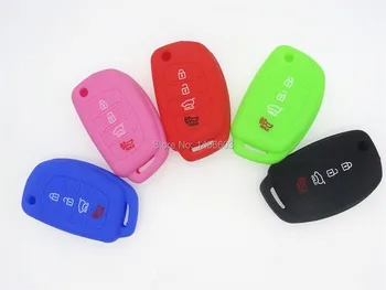 

AUTEWODE Silicone Car Key Case for Hyundai ix45 Santa Fe i10 i20 i30 i35 i40 Genesis key shell 1pc new fashion colorful red