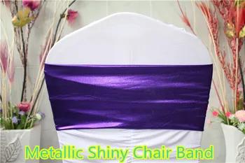 

100PCS Foil Two-way Metallic Shiny Stretch/Lycra Spandex Chair Bands For Wedding