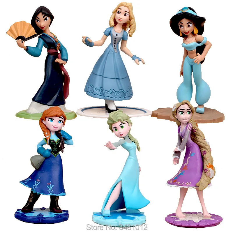 

Mulan Rapunzel Elsa Anna Cinderella Model PVC Action Figures Princess Figurines Collectible Dolls Kids Toys for Children Baby