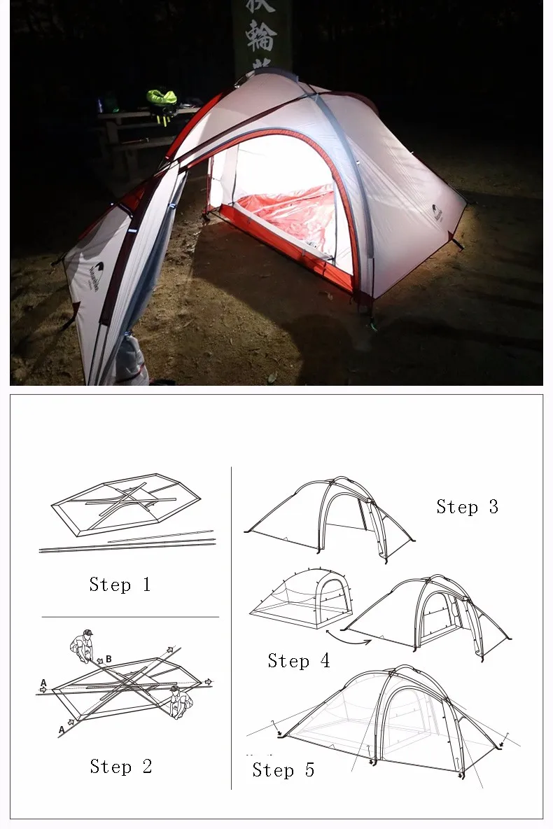 NatureHike Hiby семейный тент 2-3 человека непромокаемые походные палатки 1 комната один зал 4 сезона 20D нейлоновая силиконовая палатка с ковриком