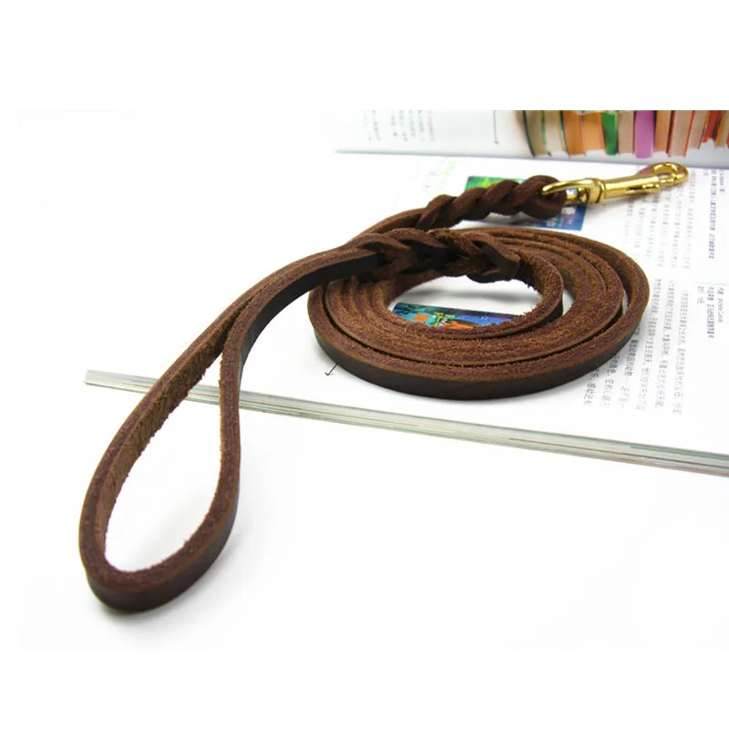 

High Quality Puppy Dog Leash Genuine Leather Durable Dog Collar Walking Leash Rope Outdoor For Small Medium Dogs Products XS/S/M