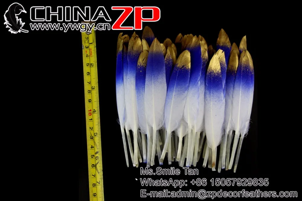 11 Royal Blue Hand Painted Duck Feathers (4)