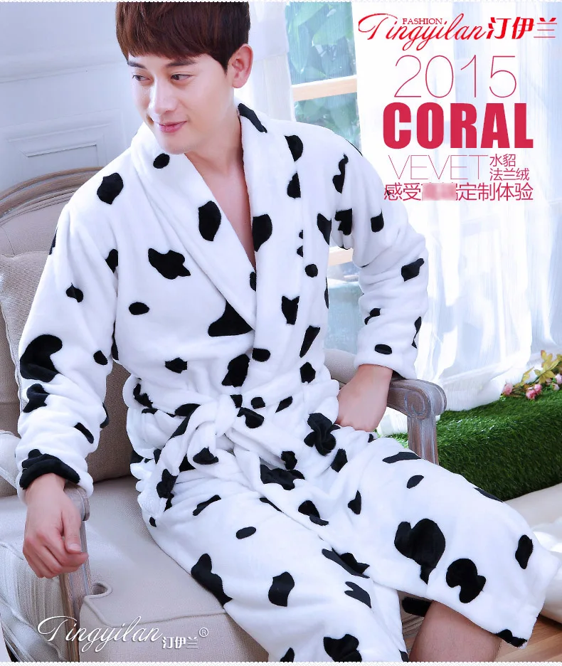 Lady Coral Fleece Bathrobes Women's Winter Flannel Pajamas Adult Men's Winter Warm Sleep Robe Coral Fleece Couples Homwear D2090