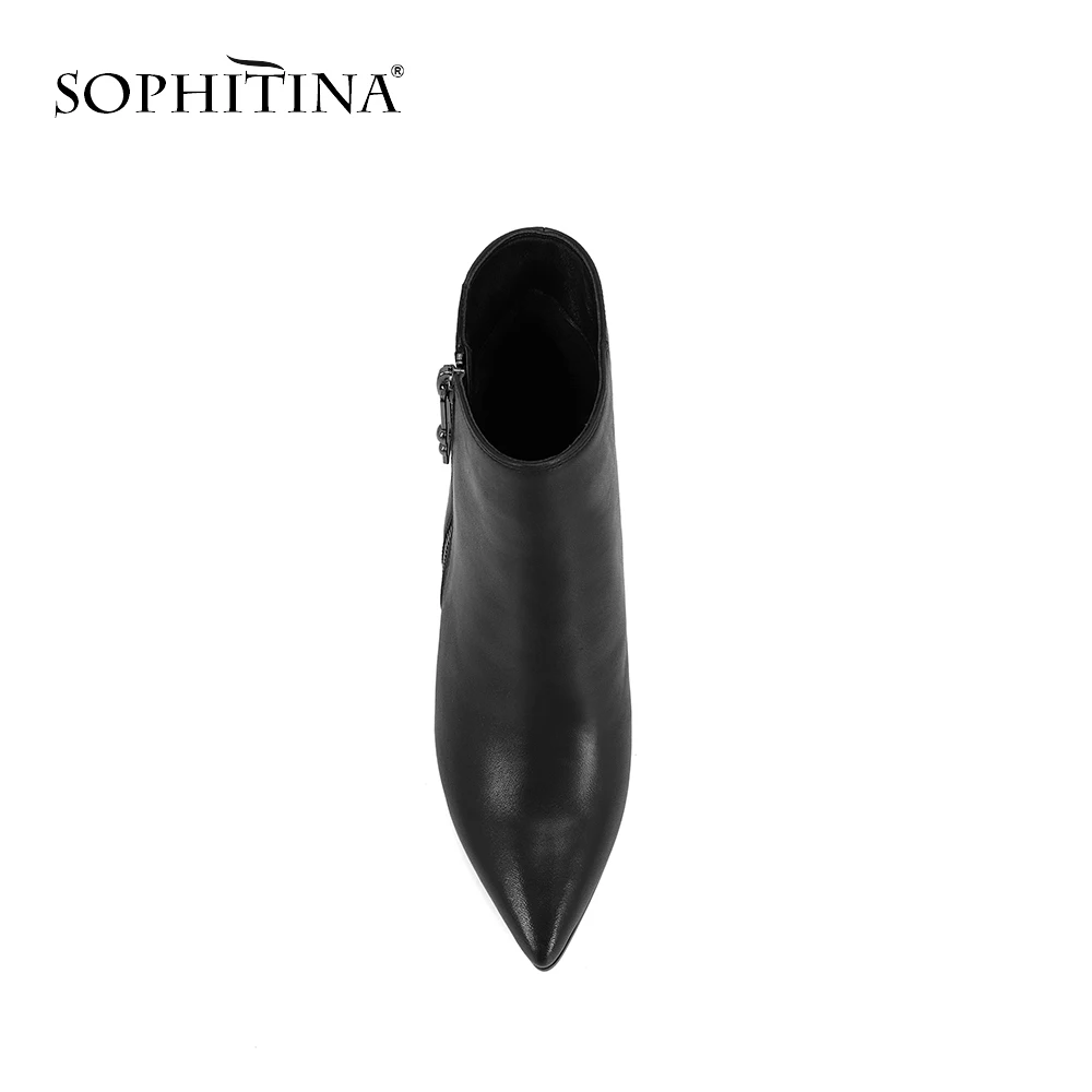 Женские ботильоны из овечьей кожи SOPHITINA заостренный носок высокий каблук