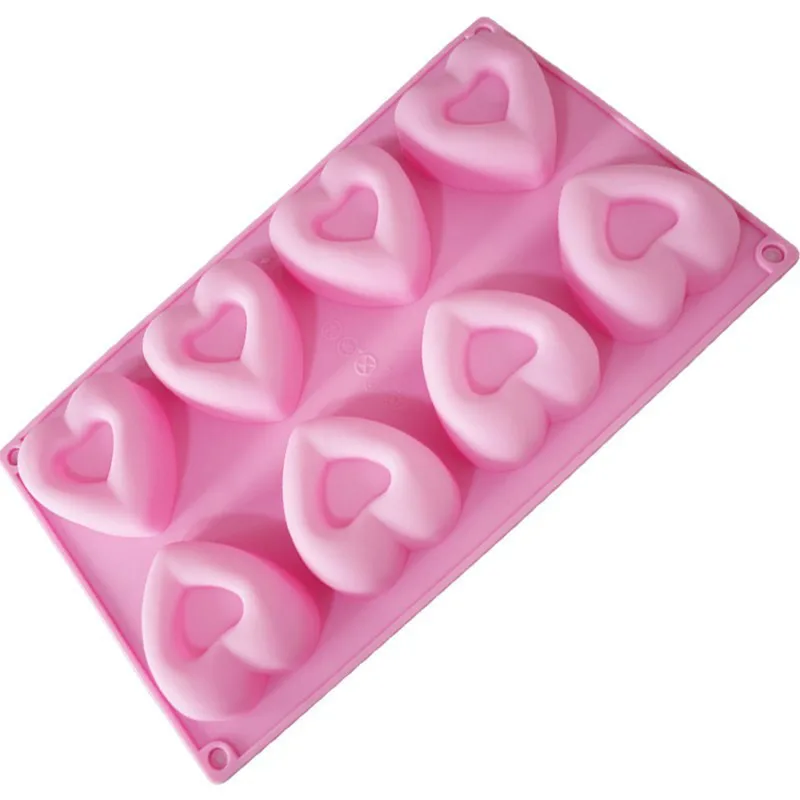 8 Holes Love Heart Shaped Cake Mold Silicone Molds Bakeware Baking