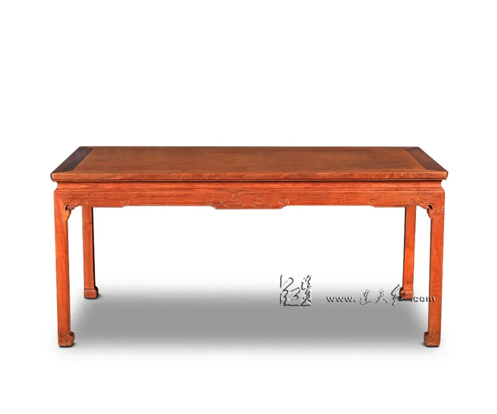 Long Office Table Set 1 Board & 6 Chiars Rosewood Furniture China Neoclassical Solid wood Desk Annatto Armchair New Fashion Set