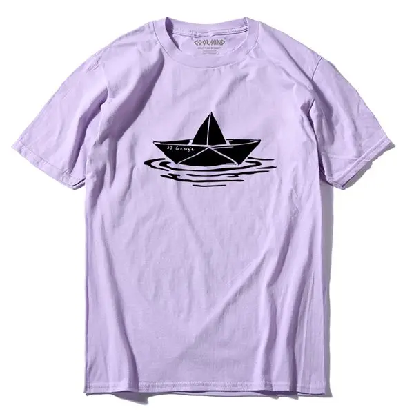 COOLMIND QI0247A Повседневная хлопковая крутая Мужская футболка с принтом лодки, летняя мужская футболка с коротким рукавом, уличная Мужская футболка, топ, футболки - Цвет: QI0247A-LHZ