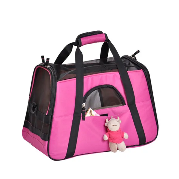 Размер рюкзака для питомца собаки переноска Портативный кот Сумка для путешествий на открытом воздухе Сумки из натуральной кожи дышащая для собак на пакетов поставляет продукцию - Цвет: Rose Red