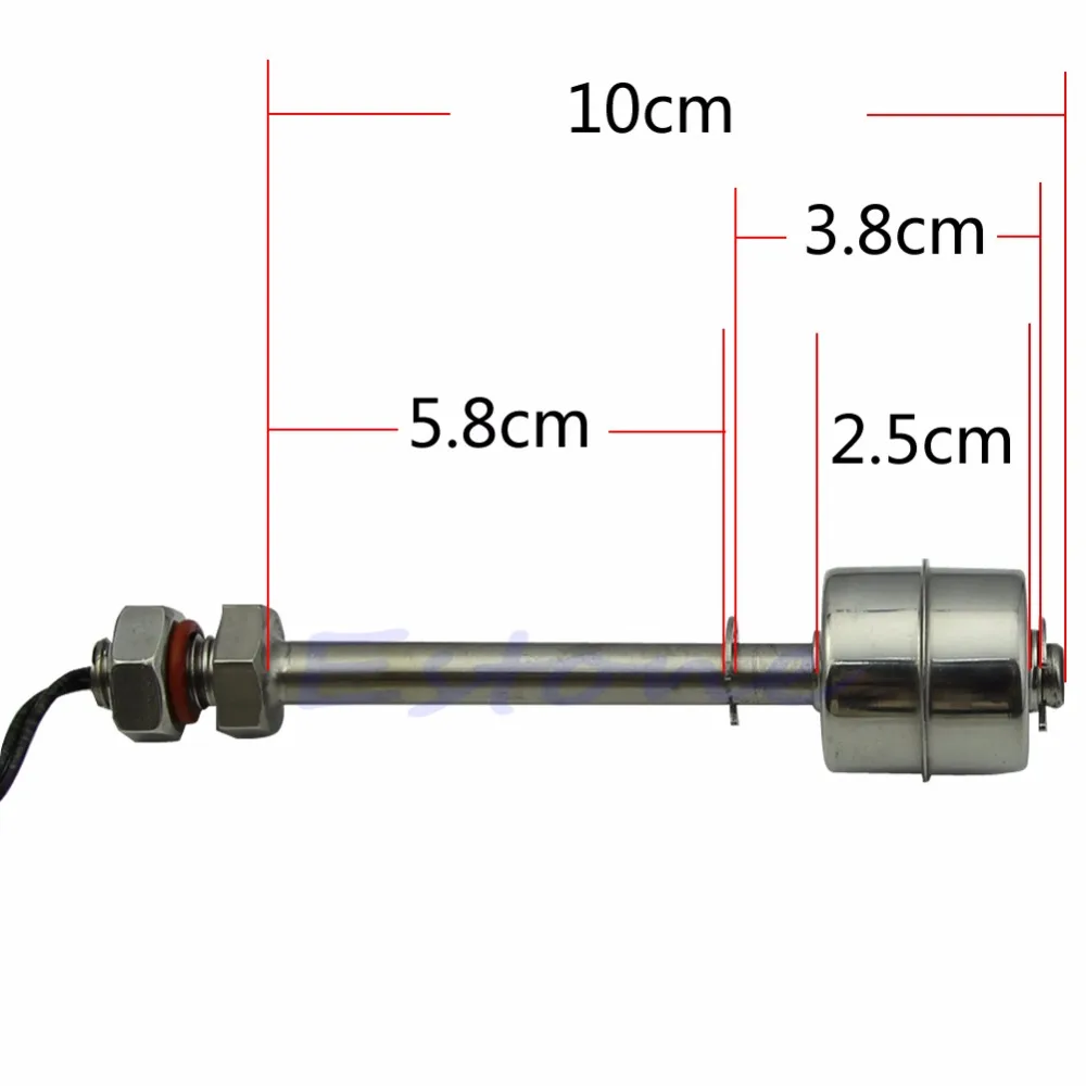 Датчик уровня воды Жидкий Поплавковый выключатель Бак бассейн сталь 10 см
