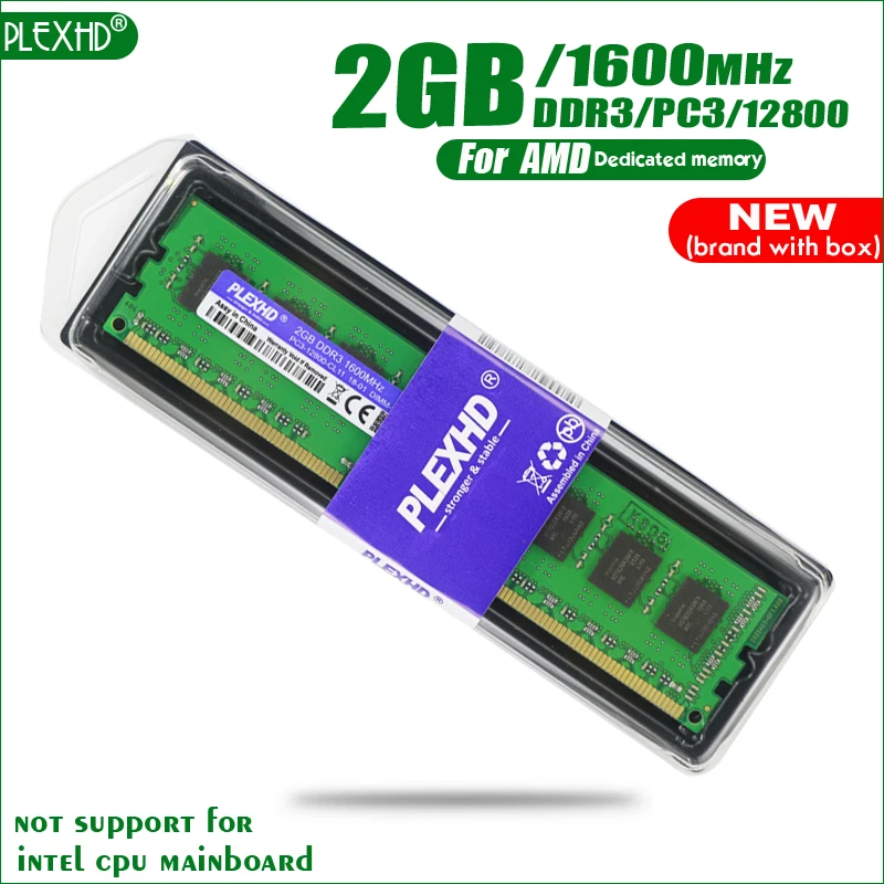 

New PLEXHD 2GB DDR3 PC3-12800 1600MHz 2G PC3 12800 For Desktop PC DIMM Memory RAM 240 pins For AMD System High Compatible