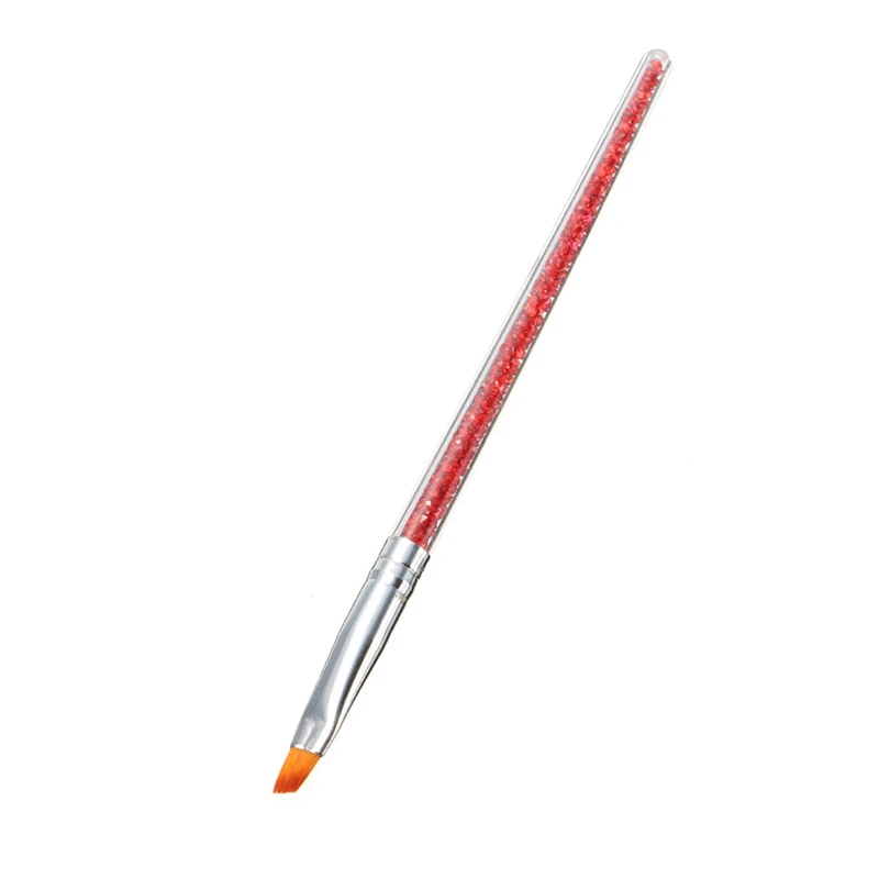 Горячая 7 видов стилей Стразы акриловая ручка роспись ногтей линия цветок живопись покрытие формирование плоский вентилятор угол ручка - Цвет: red