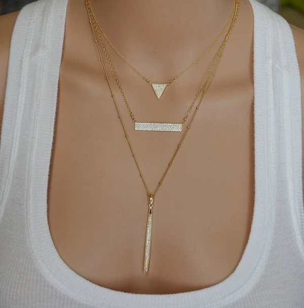 Buy the Silver Layered Bar, Circle and Metal Bead Necklace | JaeBee