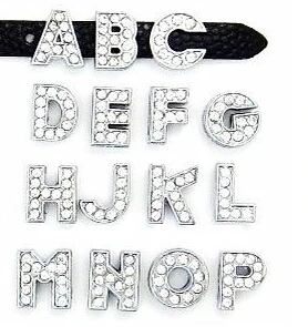 

20PCS/lot 8MM Full Rhinestones Slide Letters " A-M Can Choose Each Letter " Fit For DIY Charm Wristband & Bracelet