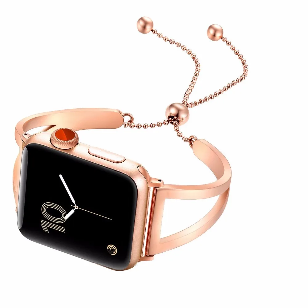 

Women Watch Bracelet for Apple Watch Bands 38mm/42mm Adjustable Stainless Steel Strap with Pendant for iwatch series 3 2 1