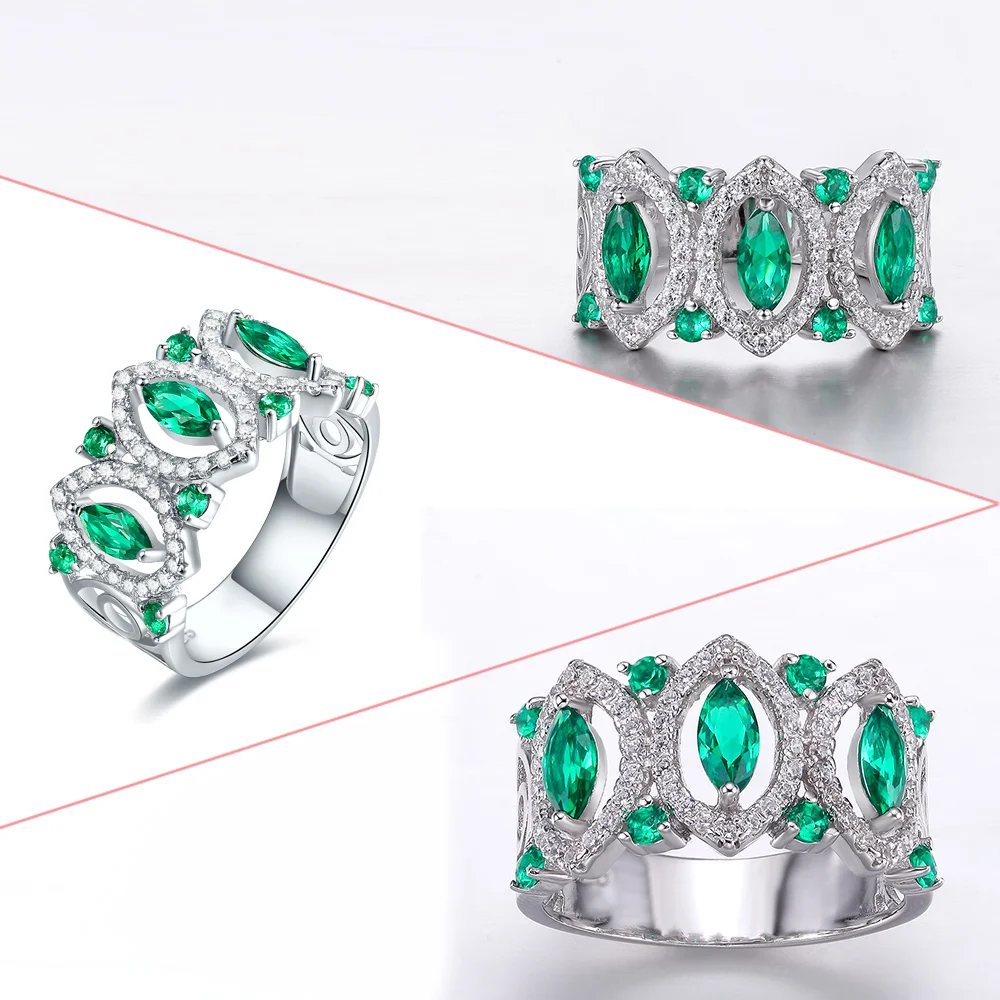 Женское/мужское кольцо из серебра 925 пробы с изумрудом и белым топазом|ring fashion|ring