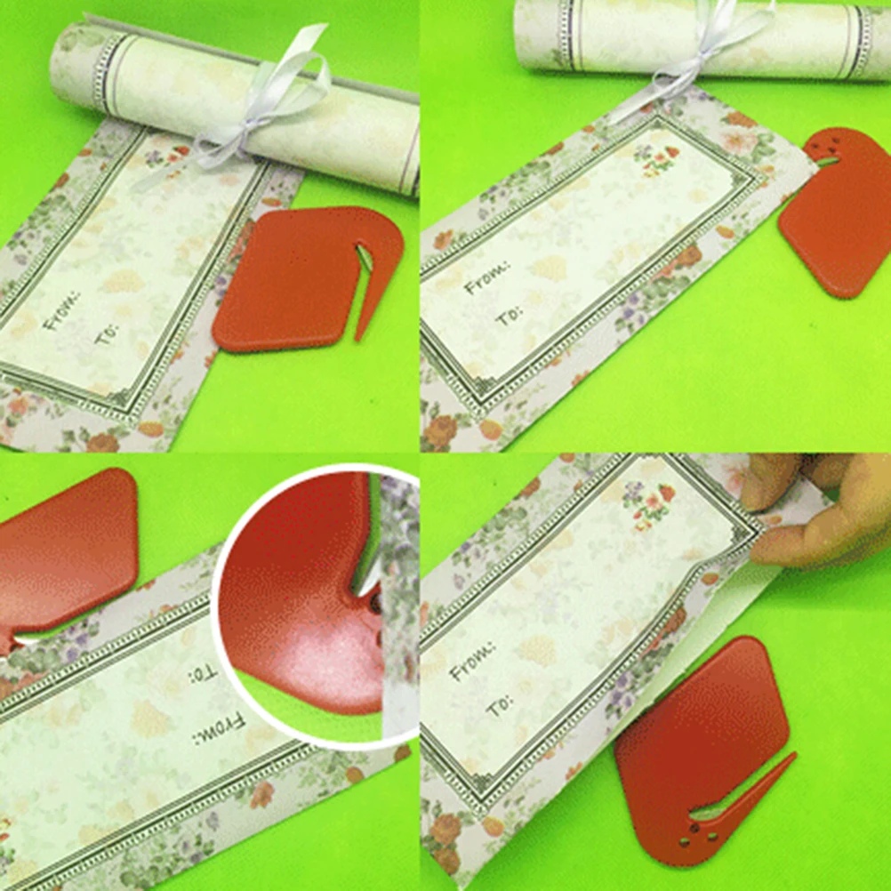 

Plastic Durable Letter Mail Envelope Opener Mini Letter Knife Office Equipment Safety Paper Guarded Cutter Blade Color Randomly