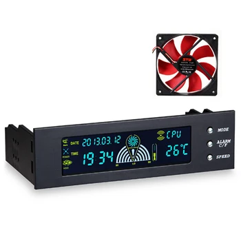

5.25' Computer Fan Controller PC Desktop Front Panel CPU Temperature Sensor LCD Digital Display Fan Speed Controller