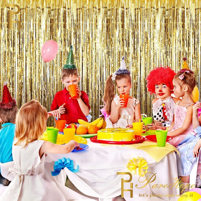 

2M Unicorn Party Backdrop Curtain Rainbow Tinsel Foil Curtains Kids Birthday Party Decorations Adult Wedding Backdrop Decoration