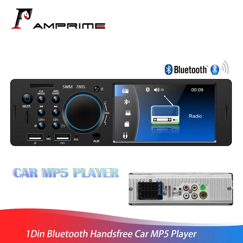 Автомагнитола AMprime 1 Din мультимедийный MP5 плеер с двумя USB портами 4 дюйма 12 В Bluetooth FM