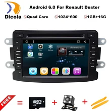 Quad Core Pure Android 6.0.1 GPS Navigator Radio For Dacia Renault Duster Logan Sandero Car DVD Central Cassette Player maps