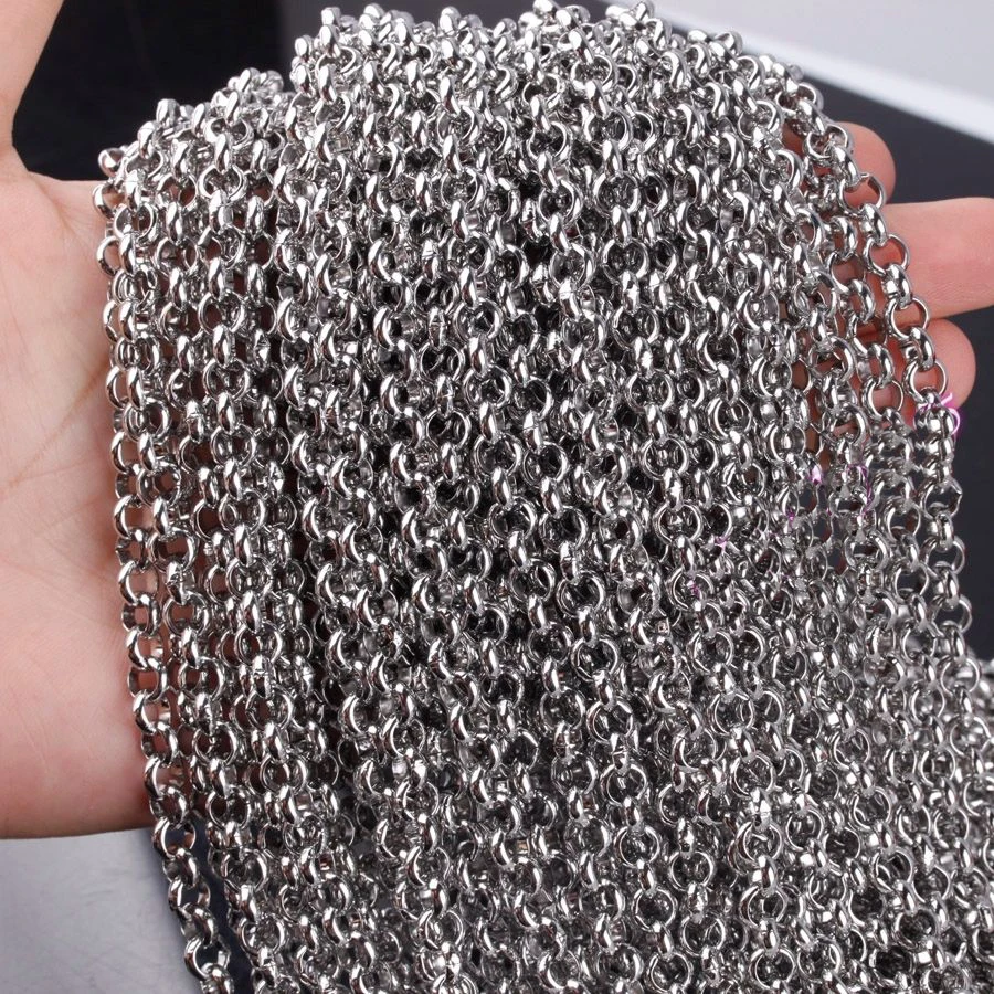 

Jewelers wholesale Womens Men's Necklace Stainless Steel Chain for Men Silver Color Curb Cuban Link 3/4/5/6/8mm