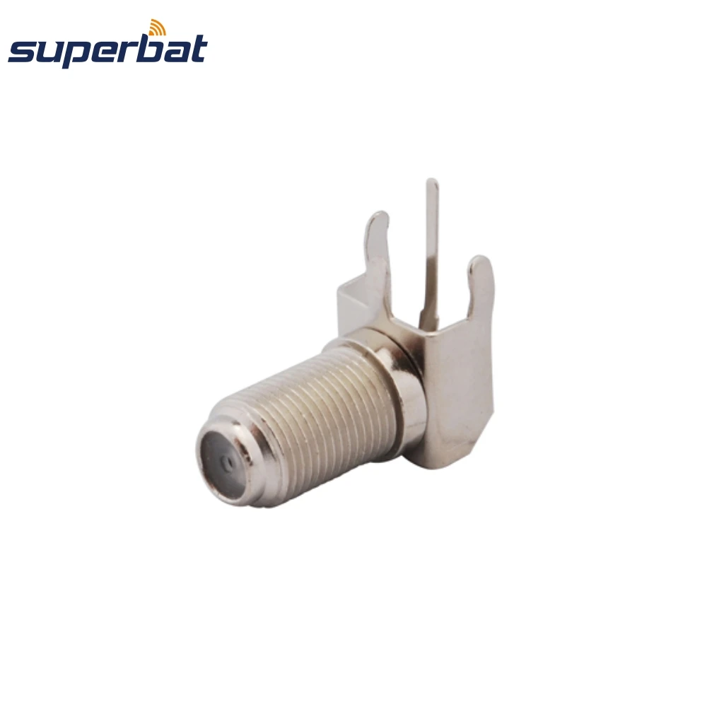 Rf coaxial connector: 10pcs 75 ohm F thru hole female bulkhead right angle PCB mount RF connector for cable RG179 RG174 RG178 RG316 LMR100