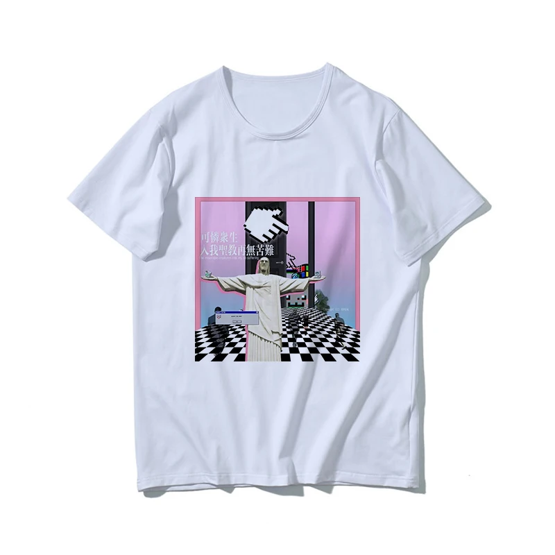 

Holy faith faith characters print Harajuku fun fashion ins casual street hip hop summer women's t-shirt tops