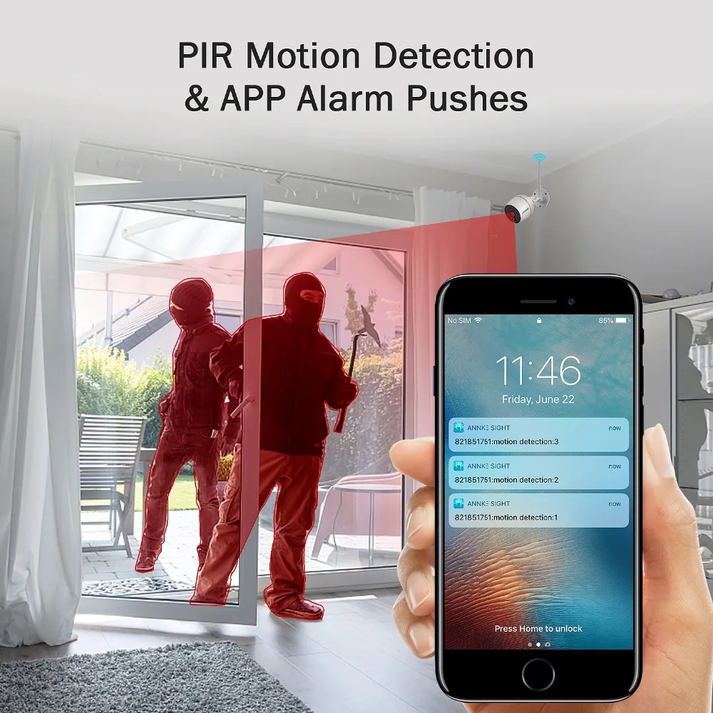 ANNKE 1080P IP Network Wi-fi Security Camera IP66 Waterproof Indoor Outdoor 2.0MP Surveillance Came
