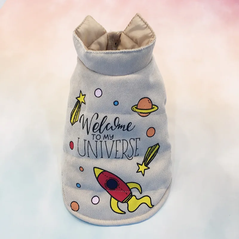 

Autumn Winter Warm Cotton Puppy Vest Universe Pattern French Bulldog Jacket Pet Dog Clothes for Dogs for Cat Small Dogs XS-XL