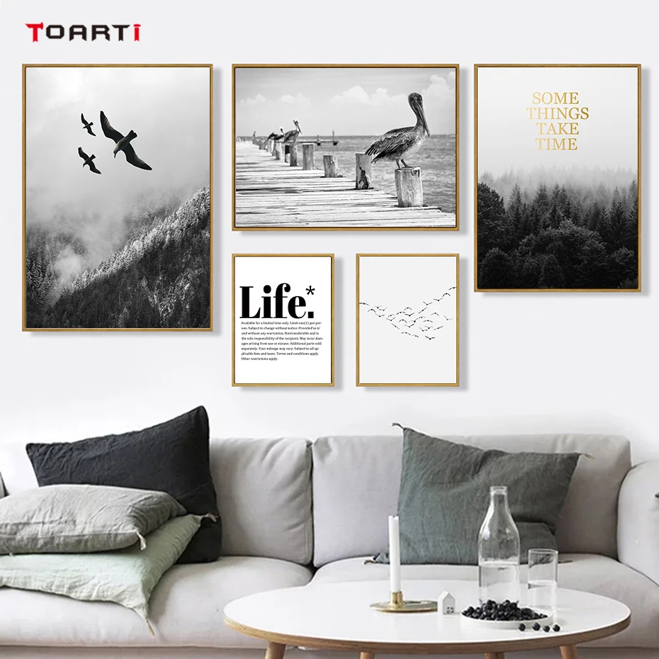 Animals&Landscape Wall Art Life Quotes Black&White Photo Modern Realistic Painting Vintage Posters&Prints Living Room Home Decor (3)