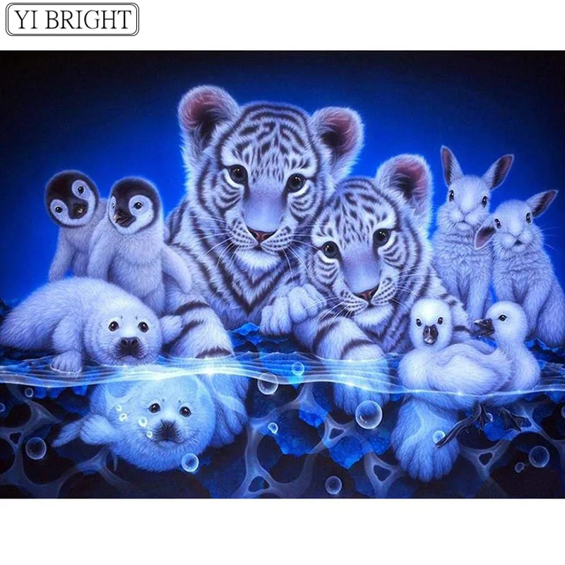 

5D DIY Full Square Diamond Painting Cross Stitch Tiger family 3D Diamond Embroidery Rhinestone Mosaic Home Decor