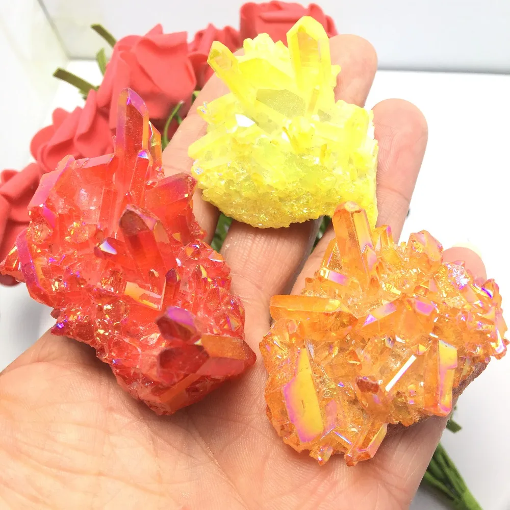 

PRETTY Aura Quartz Crystal Bismuth Titanium Silicon Clusters SPECIMEN