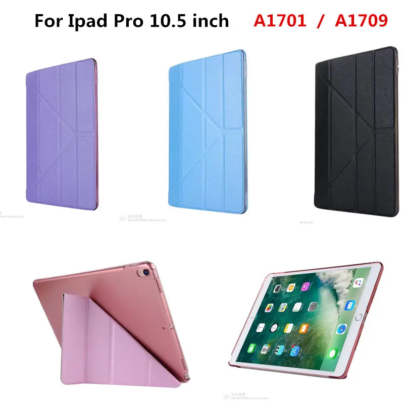 

Silk PU Leather With Plasic Back Smart Slim Flip Case for New iPad Pro 10.5 inch 2017 A1701 A1709 Tablet PC Cover Coque Funda