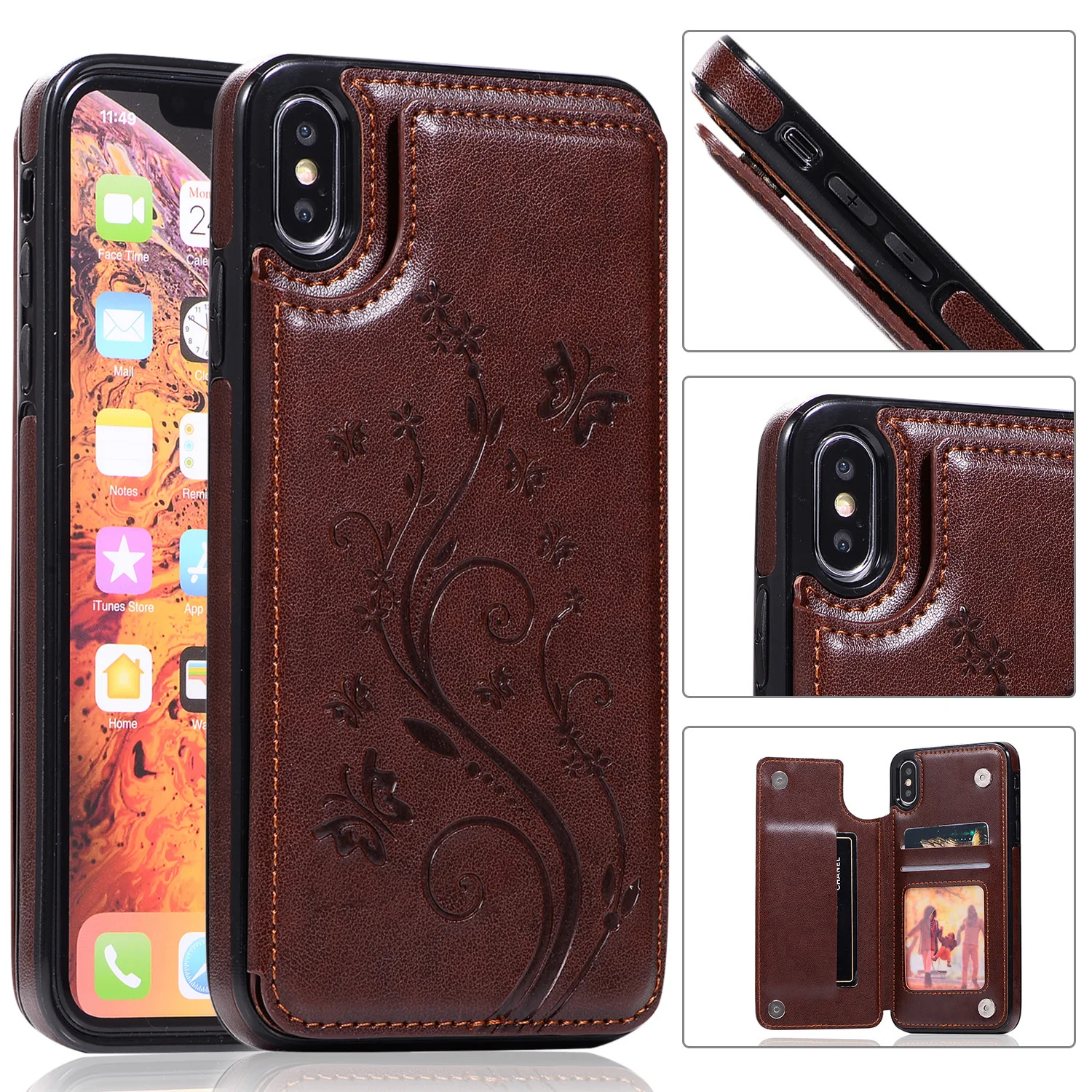 

iPhone 5 5s 6 6s 7 8 Plus Case For IPhone X XS XR Cover Men Phone Wallet PU Leather Clutch Bags Women Luxury Hand Bag Cardholder