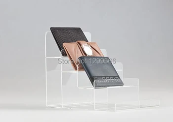 

4pcs Free shipping four-layers high quality clear acrylic wallet display holder cell phone jewelry purse display rack stand