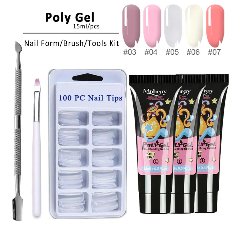 

15ml Polygel Kit UV Poly Gel Nail Polish Quick Building Tips US Warehouse Delivery Nail Gel Varnish Set Long Lasting Extension