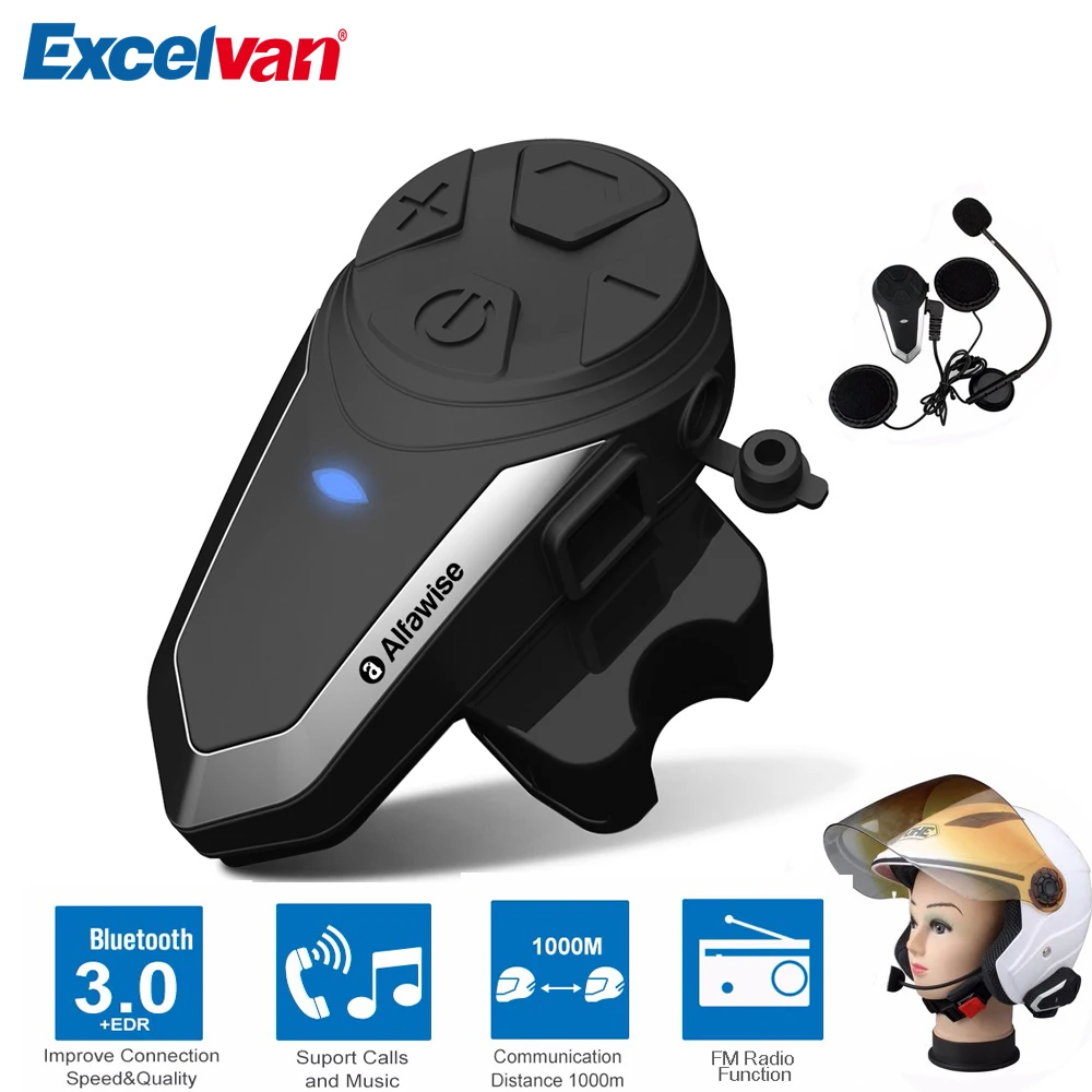 Motorcycle BT S3 Helmet Headset 1000m Bluetooth Hands Free FM