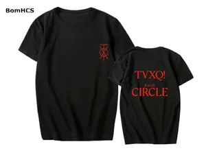 BomHCS Kpop TVXQ CONCERT WITH Live Concert Cotton T-shirt Basic Printed Tee Unisex Street Tops Fanmade Goods Gift (Black White)